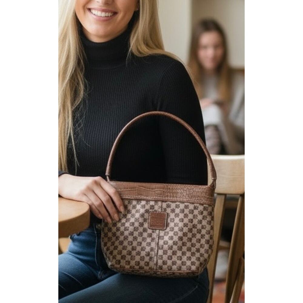 Liz Claiborne Y2K Monogram Shoulder Bag Brown Mini Purse